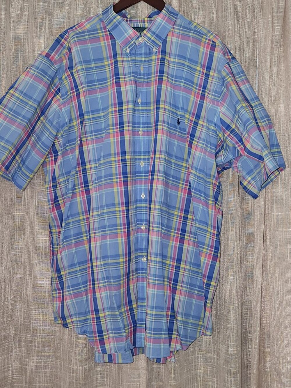 Ralph Lauren Men's Classic-Fit Light Blue Plaid Oxford Shirt
